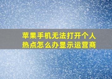 苹果手机无法打开个人热点怎么办显示运营商