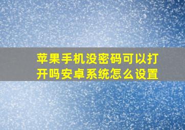 苹果手机没密码可以打开吗安卓系统怎么设置