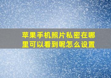 苹果手机照片私密在哪里可以看到呢怎么设置