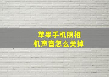 苹果手机照相机声音怎么关掉