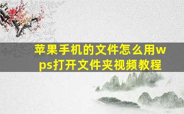 苹果手机的文件怎么用wps打开文件夹视频教程