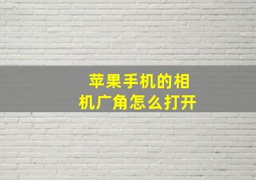 苹果手机的相机广角怎么打开