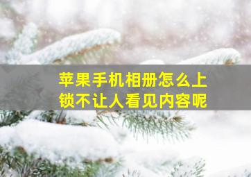 苹果手机相册怎么上锁不让人看见内容呢