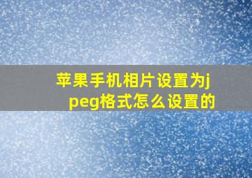 苹果手机相片设置为jpeg格式怎么设置的