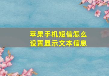 苹果手机短信怎么设置显示文本信息