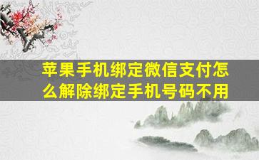 苹果手机绑定微信支付怎么解除绑定手机号码不用