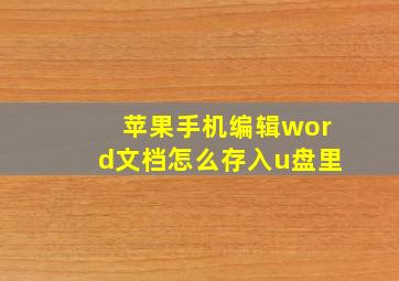 苹果手机编辑word文档怎么存入u盘里