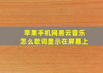 苹果手机网易云音乐怎么歌词显示在屏幕上