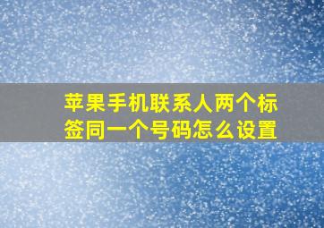 苹果手机联系人两个标签同一个号码怎么设置