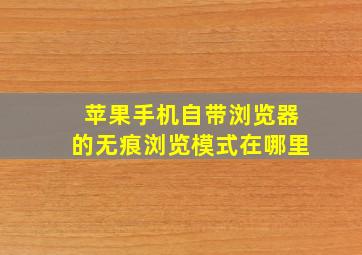 苹果手机自带浏览器的无痕浏览模式在哪里