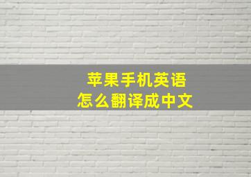 苹果手机英语怎么翻译成中文