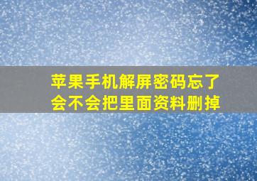 苹果手机解屏密码忘了会不会把里面资料删掉