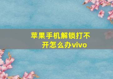 苹果手机解锁打不开怎么办vivo