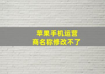 苹果手机运营商名称修改不了