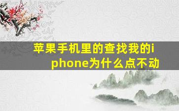 苹果手机里的查找我的iphone为什么点不动