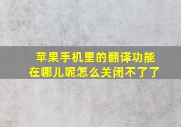 苹果手机里的翻译功能在哪儿呢怎么关闭不了了