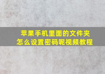 苹果手机里面的文件夹怎么设置密码呢视频教程