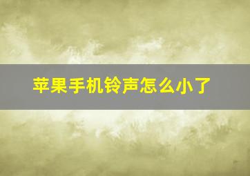 苹果手机铃声怎么小了