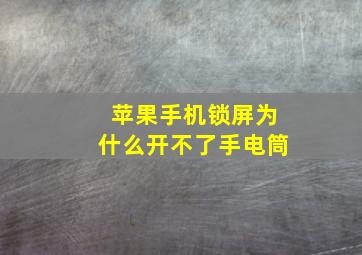 苹果手机锁屏为什么开不了手电筒