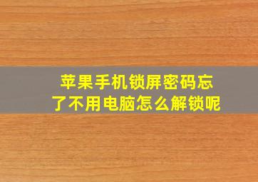 苹果手机锁屏密码忘了不用电脑怎么解锁呢