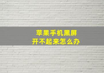 苹果手机黑屏开不起来怎么办