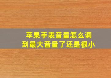 苹果手表音量怎么调到最大音量了还是很小