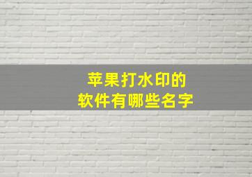 苹果打水印的软件有哪些名字