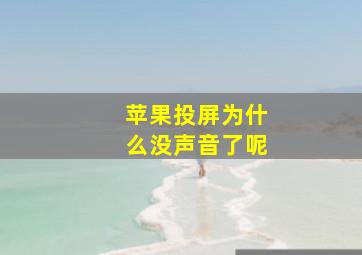 苹果投屏为什么没声音了呢