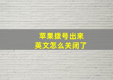 苹果拨号出来英文怎么关闭了