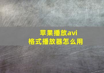 苹果播放avi格式播放器怎么用