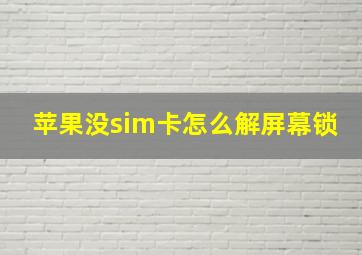 苹果没sim卡怎么解屏幕锁