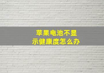 苹果电池不显示健康度怎么办