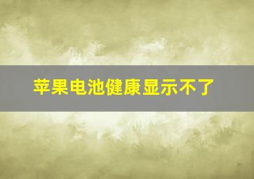 苹果电池健康显示不了