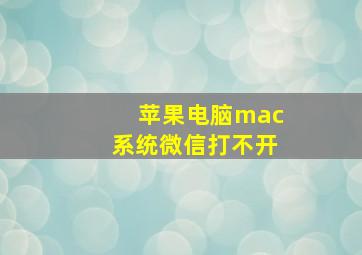 苹果电脑mac系统微信打不开