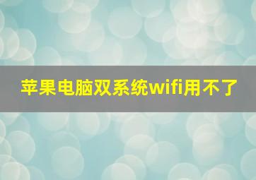 苹果电脑双系统wifi用不了