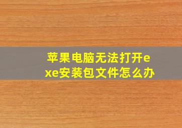 苹果电脑无法打开exe安装包文件怎么办