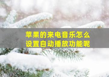 苹果的来电音乐怎么设置自动播放功能呢