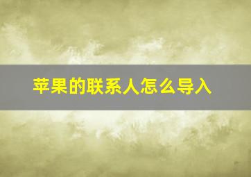 苹果的联系人怎么导入