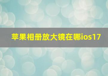 苹果相册放大镜在哪ios17