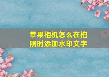 苹果相机怎么在拍照时添加水印文字