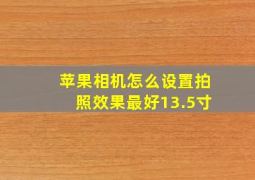 苹果相机怎么设置拍照效果最好13.5寸