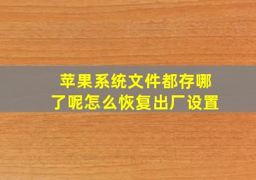 苹果系统文件都存哪了呢怎么恢复出厂设置