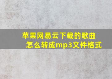 苹果网易云下载的歌曲怎么转成mp3文件格式