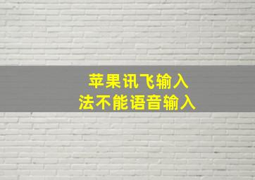 苹果讯飞输入法不能语音输入