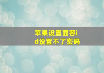 苹果设置面容id设置不了密码