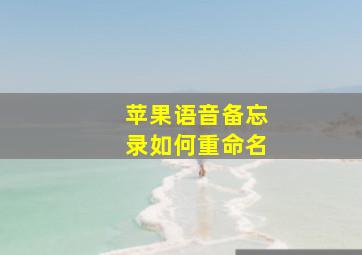 苹果语音备忘录如何重命名