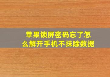 苹果锁屏密码忘了怎么解开手机不抹除数据