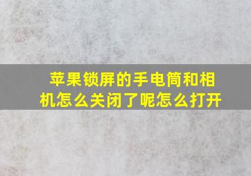 苹果锁屏的手电筒和相机怎么关闭了呢怎么打开