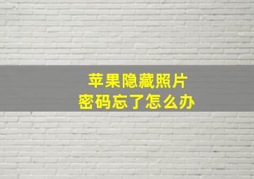 苹果隐藏照片密码忘了怎么办