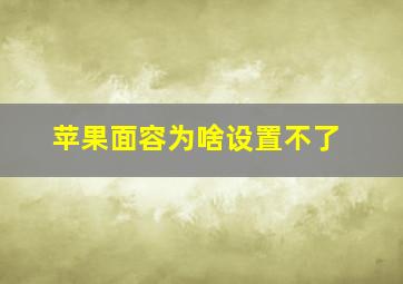 苹果面容为啥设置不了